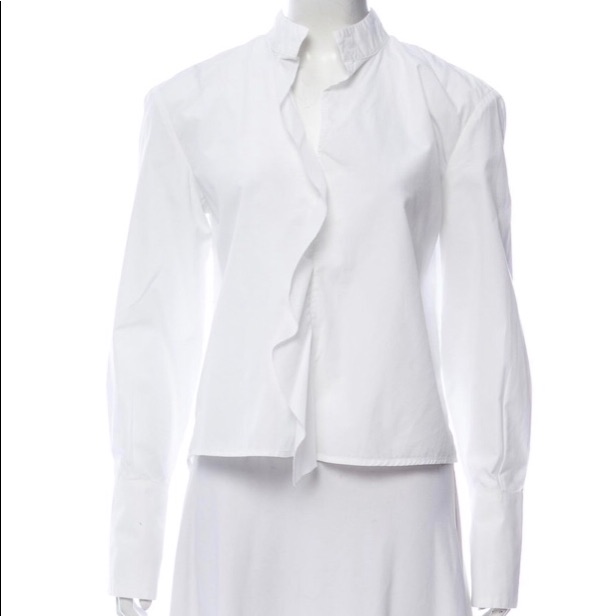 Frame Front Ruffle Trim Blouse